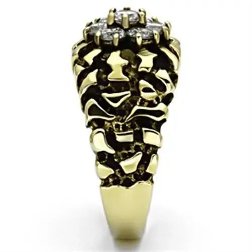TK771 - IP Gold(Ion Plating) Stainless Steel Ring with AAA Grade CZ in Clear - Alamode - Flyclothing LLC