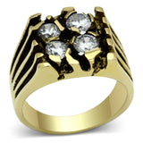 TK772 - IP Gold(Ion Plating) Stainless Steel Ring with AAA Grade CZ  in Clear - Alamode