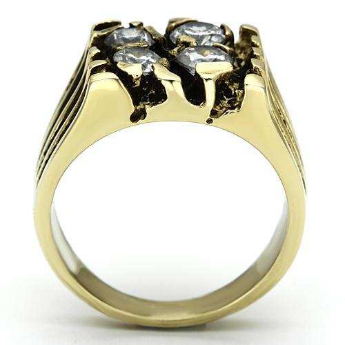 TK772 - IP Gold(Ion Plating) Stainless Steel Ring with AAA Grade CZ in Clear - Alamode - Flyclothing LLC