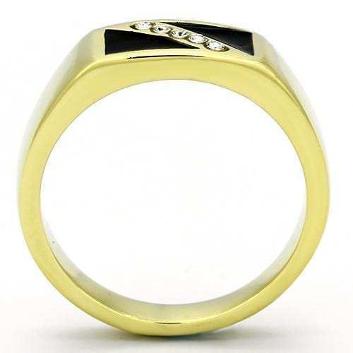 TK775 - IP Gold(Ion Plating) Stainless Steel Ring with Top Grade Crystal in Clear - Alamode - Flyclothing LLC