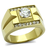 TK777 - IP Gold(Ion Plating) Stainless Steel Ring with AAA Grade CZ  in Clear - Alamode