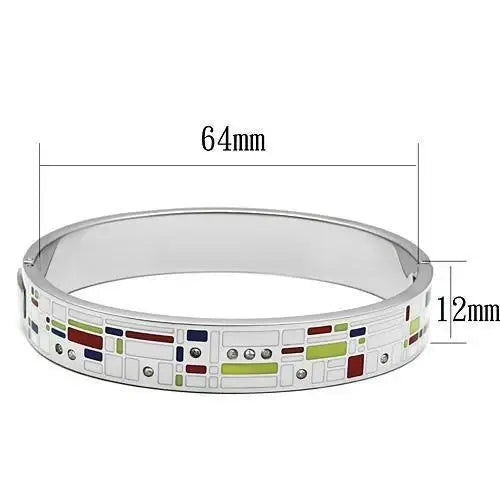 TK782 - High polished (no plating) Stainless Steel Bangle with Top Grade Crystal in Clear - Alamode - Flyclothing LLC