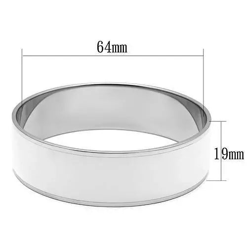 TK784 - High polished (no plating) Stainless Steel Bangle with Epoxy in White - Alamode - Flyclothing LLC