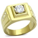 TK791 - IP Gold(Ion Plating) Stainless Steel Ring with AAA Grade CZ  in Clear - Alamode