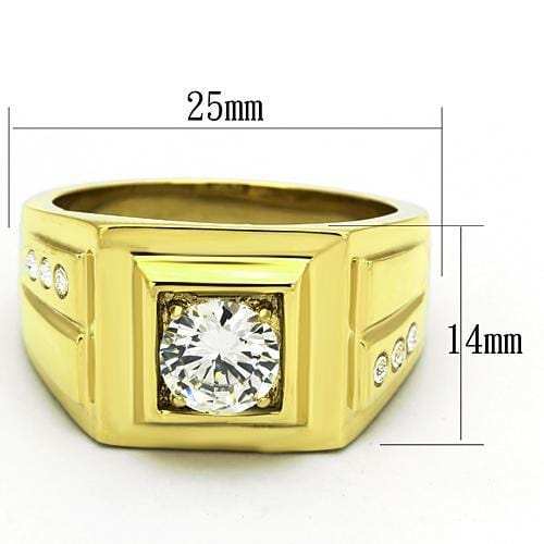 TK791 - IP Gold(Ion Plating) Stainless Steel Ring with AAA Grade CZ in Clear - Alamode - Flyclothing LLC
