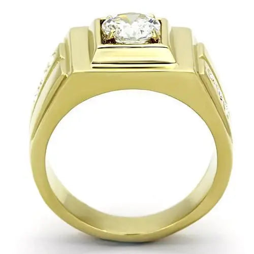 TK791 - IP Gold(Ion Plating) Stainless Steel Ring with AAA Grade CZ in Clear - Alamode - Flyclothing LLC