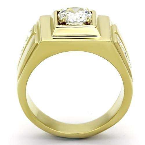 TK791 - IP Gold(Ion Plating) Stainless Steel Ring with AAA Grade CZ in Clear - Alamode - Flyclothing LLC