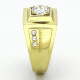 TK791 - IP Gold(Ion Plating) Stainless Steel Ring with AAA Grade CZ  in Clear - Alamode