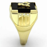 TK795 - IP Gold(Ion Plating) Stainless Steel Ring with Semi-Precious Agate in Jet - Alamode - Flyclothing LLC