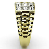 TK796 - Two-Tone IP Gold (Ion Plating) Stainless Steel Ring with Top Grade Crystal  in Clear