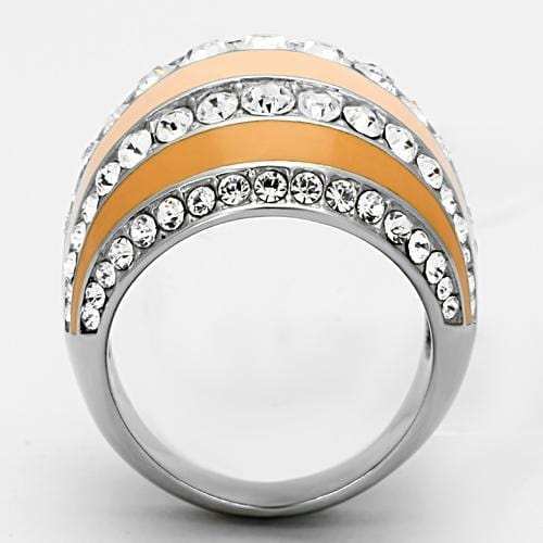 TK798 - High polished (no plating) Stainless Steel Ring with Top Grade Crystal in Clear - Alamode - Flyclothing LLC