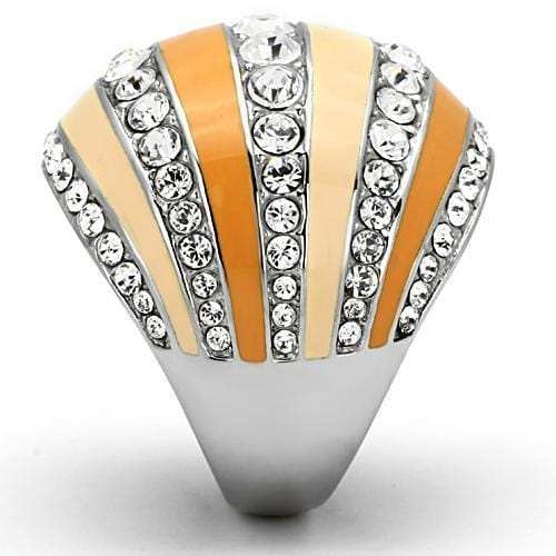 TK798 - High polished (no plating) Stainless Steel Ring with Top Grade Crystal in Clear - Alamode - Flyclothing LLC