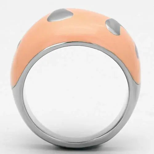 TK802 - High polished (no plating) Stainless Steel Ring with Epoxy in Orange - Alamode - Flyclothing LLC