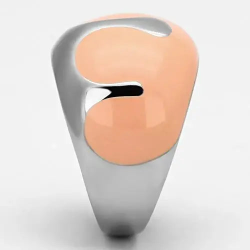 TK802 - High polished (no plating) Stainless Steel Ring with Epoxy in Orange - Alamode - Flyclothing LLC