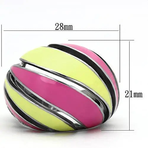 TK803 - High polished (no plating) Stainless Steel Ring with Epoxy in Multi Color - Alamode - Flyclothing LLC