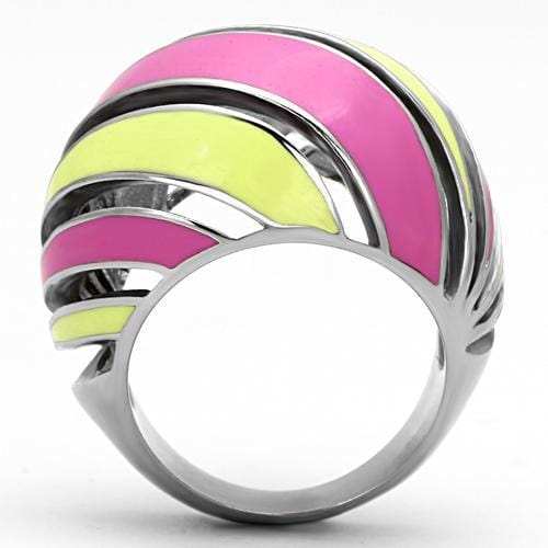 TK803 - High polished (no plating) Stainless Steel Ring with Epoxy in Multi Color - Alamode - Flyclothing LLC