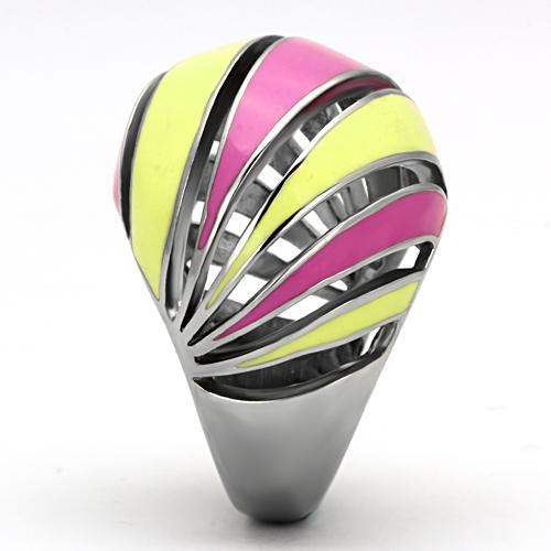 TK803 - High polished (no plating) Stainless Steel Ring with Epoxy in Multi Color - Alamode - Flyclothing LLC