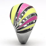 TK803 - High polished (no plating) Stainless Steel Ring with Epoxy  in Multi Color - Alamode