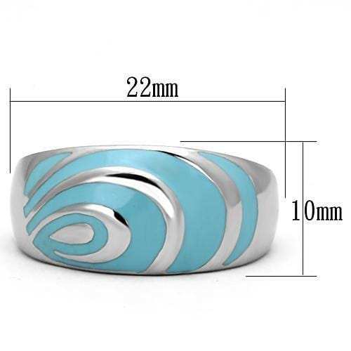 TK804 - High polished (no plating) Stainless Steel Ring with Epoxy in Sea Blue - Alamode - Flyclothing LLC