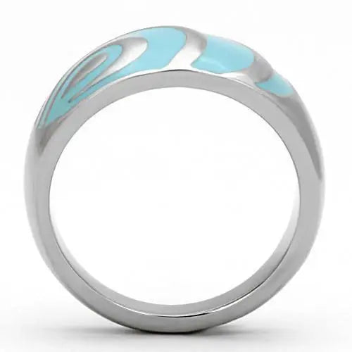 High polished (no plating) Stainless Steel Ring with Epoxy in Sea Blue - Alamode - Flyclothing LLC