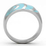 High polished (no plating) Stainless Steel Ring with Epoxy in Sea Blue - Alamode - Flyclothing LLC