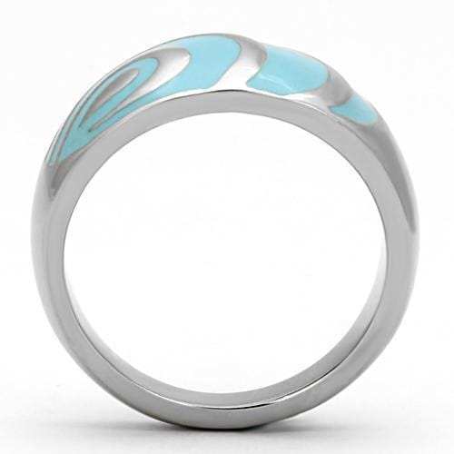 TK804 - High polished (no plating) Stainless Steel Ring with Epoxy in Sea Blue - Alamode - Flyclothing LLC