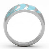 TK804 - High polished (no plating) Stainless Steel Ring with Epoxy  in Sea Blue - Alamode