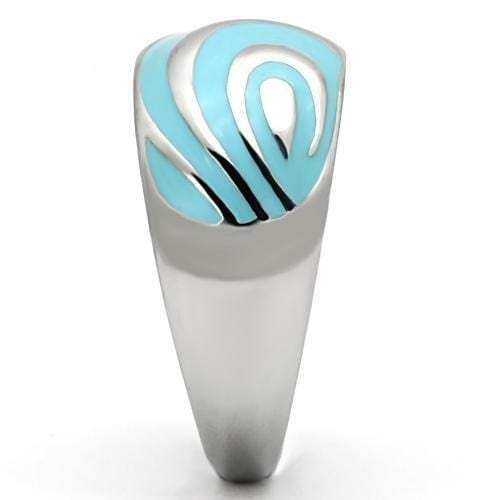 TK804 - High polished (no plating) Stainless Steel Ring with Epoxy in Sea Blue - Alamode - Flyclothing LLC