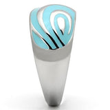 TK804 - High polished (no plating) Stainless Steel Ring with Epoxy  in Sea Blue - Alamode