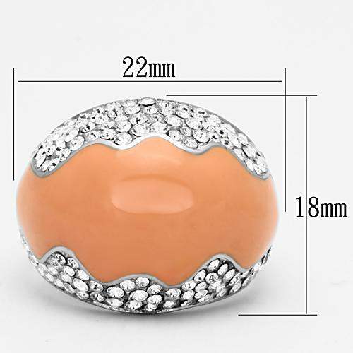 TK805 - High polished (no plating) Stainless Steel Ring with Top Grade Crystal in Clear - Alamode - Flyclothing LLC