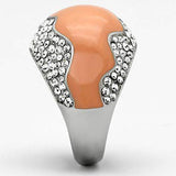 TK805 - High polished (no plating) Stainless Steel Ring with Top Grade Crystal in Clear - Alamode - Flyclothing LLC