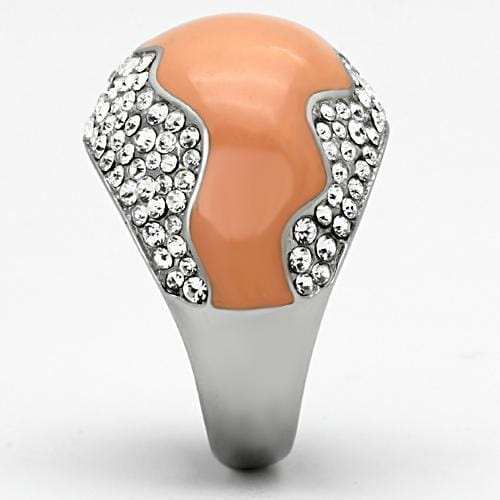TK805 - High polished (no plating) Stainless Steel Ring with Top Grade Crystal in Clear - Alamode - Flyclothing LLC