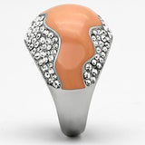 TK805 - High polished (no plating) Stainless Steel Ring with Top Grade Crystal  in Clear