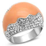 TK805 - High polished (no plating) Stainless Steel Ring with Top Grade Crystal in Clear - Alamode - Flyclothing LLC