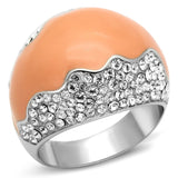 TK805 - High polished (no plating) Stainless Steel Ring with Top Grade Crystal  in Clear - Alamode