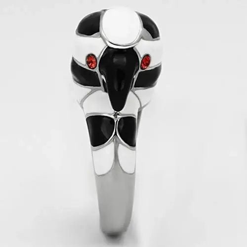 TK806 - High polished (no plating) Stainless Steel Ring with Top Grade Crystal in Orange - Alamode - Flyclothing LLC