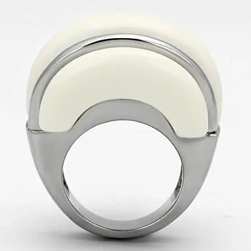 TK807 - High polished (no plating) Stainless Steel Ring with Synthetic Synthetic Stone in Citrine Yellow - Alamode - Flyclothing LLC
