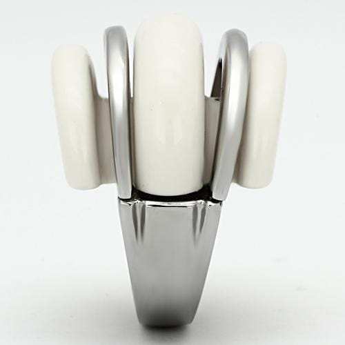 TK807 - High polished (no plating) Stainless Steel Ring with Synthetic Synthetic Stone in Citrine Yellow - Alamode - Flyclothing LLC