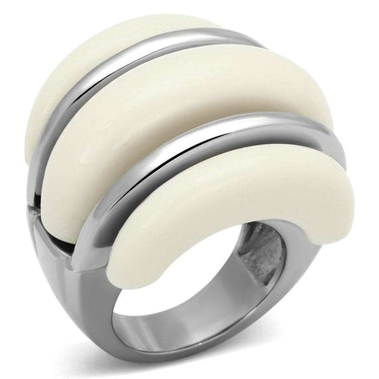 TK807 - High polished (no plating) Stainless Steel Ring with Synthetic Synthetic Stone in Citrine Yellow - Alamode - Flyclothing LLC