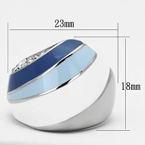 TK809 - High polished (no plating) Stainless Steel Ring with Top Grade Crystal in Clear - Alamode - Flyclothing LLC