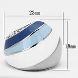 TK809 - High polished (no plating) Stainless Steel Ring with Top Grade Crystal in Clear - Alamode - Flyclothing LLC