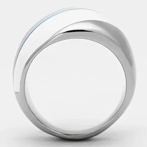 TK809 - High polished (no plating) Stainless Steel Ring with Top Grade Crystal in Clear - Alamode - Flyclothing LLC