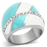 TK812 - High polished (no plating) Stainless Steel Ring with Top Grade Crystal in Clear - Alamode - Flyclothing LLC
