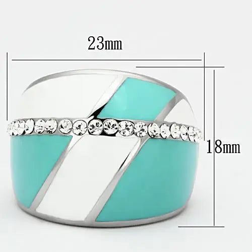 TK812 - High polished (no plating) Stainless Steel Ring with Top Grade Crystal in Clear - Alamode - Flyclothing LLC