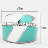 TK812 - High polished (no plating) Stainless Steel Ring with Top Grade Crystal  in Clear - Alamode