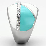 TK812 - High polished (no plating) Stainless Steel Ring with Top Grade Crystal in Clear - Alamode - Flyclothing LLC