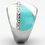 TK812 - High polished (no plating) Stainless Steel Ring with Top Grade Crystal  in Clear - Alamode
