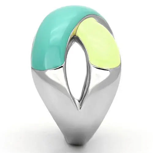 TK813 - High polished (no plating) Stainless Steel Ring with Epoxy in Multi Color - Alamode - Flyclothing LLC