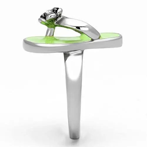 TK814 - High polished (no plating) Stainless Steel Ring with Top Grade Crystal in Clear - Alamode - Flyclothing LLC