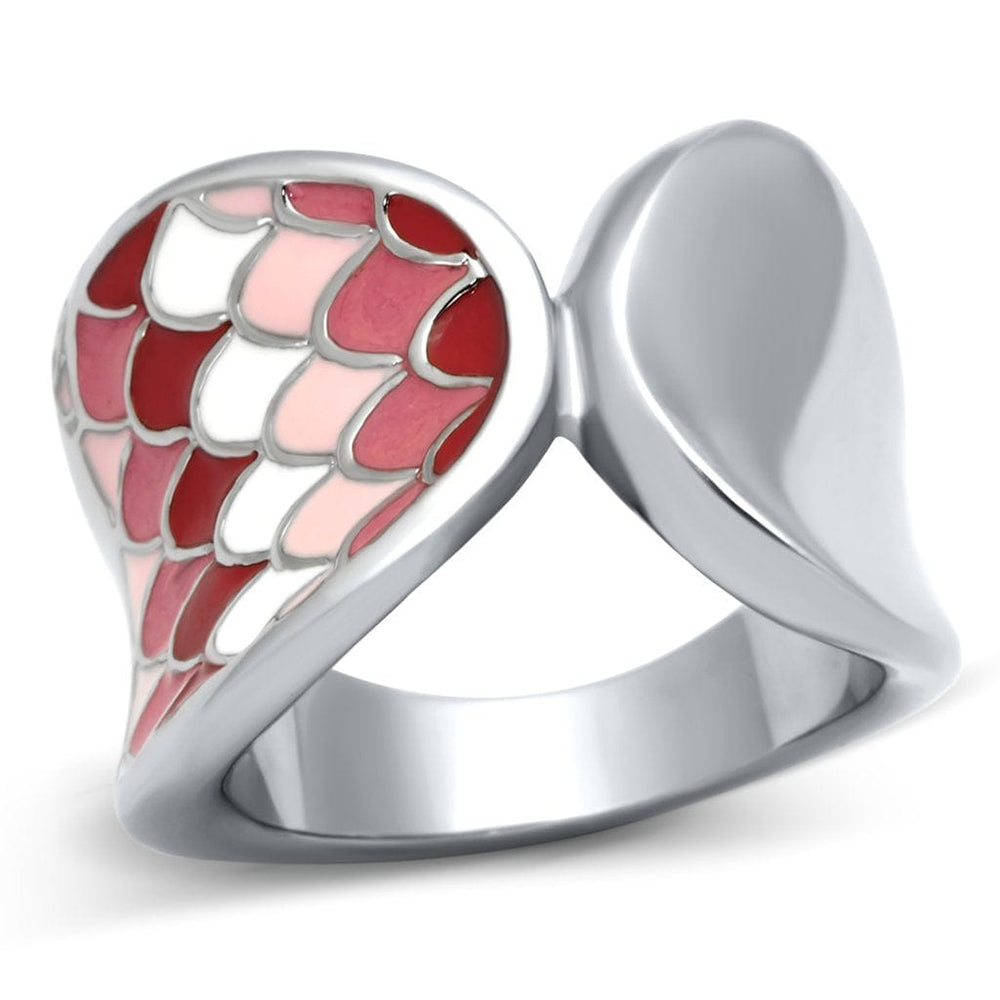 TK815 - High polished (no plating) Stainless Steel Ring with Epoxy  in Multi Color - Alamode